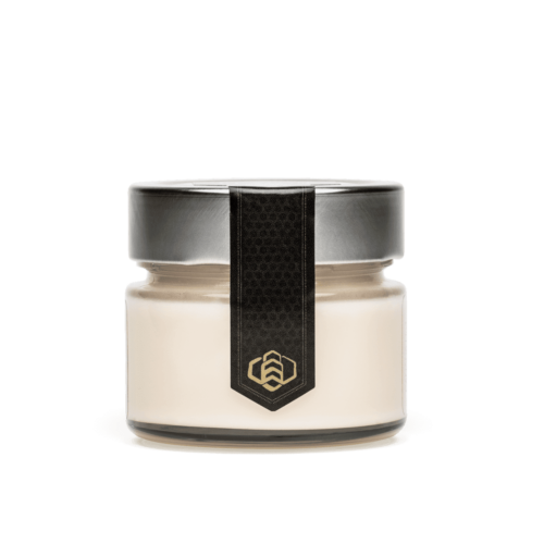 carry-on-sized gourmet raw honey. Silky-smooth soft set honey in an beautiful re-purposable Japanese glass jar. Ideal for travelers, corporate events and weddings. A perfect gift. Custom labels available.