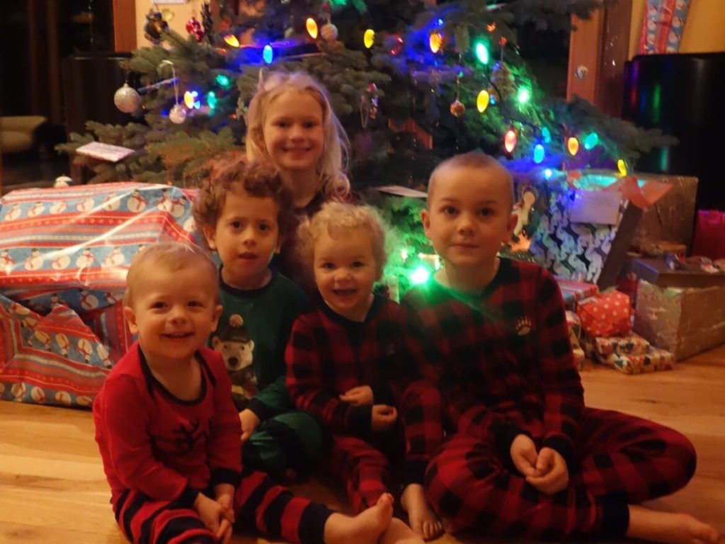 The excited grandchildren on Christmas Eve